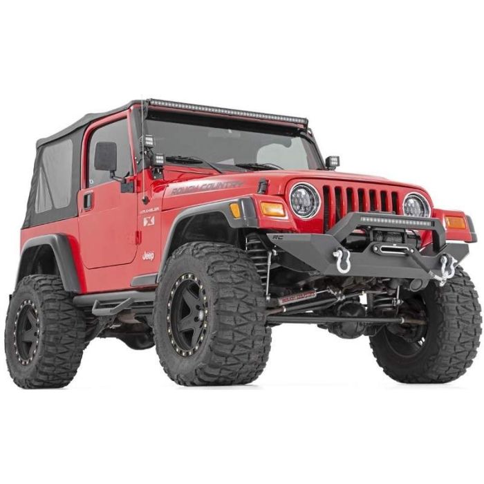 Rough Country Jeep Wrangler TJ, wrangler YJ Full Width Winch Bumper, LED  Light Bar 1985 1986 1987 1988 1999 1991 1992 1993 1994 1995 1997 1998 1999  2000 2001 2002 2003 2004 2005 2006