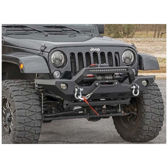 Rough Country Jeep Wrangler JK, JL, Unlimited, Gladiator JT Full Width Winch  Bumper, LED Light Bar 2007 2008 2009 2010 2011 2012 2013 2014 2015 2016  2017 2018 2019 2020