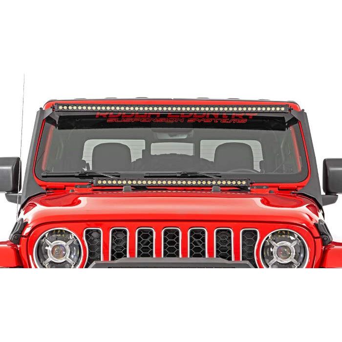 Rough Country Jeep Wrangler JL, Gladiator JT, Upper Windshield LED Light  Bar 2018 2019 2020