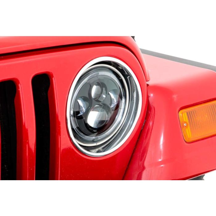 Rough Country Jeep Wrangler JK, TJ 7-Inch DRL Halo LED Headlights